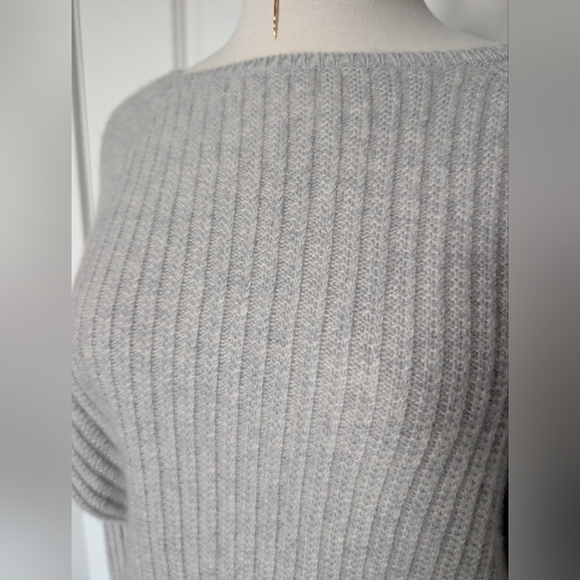 Nordstrom Signature 100% Cashmere Grey Ribbed Dolman Sweater Size S - Picture 5 of 10
